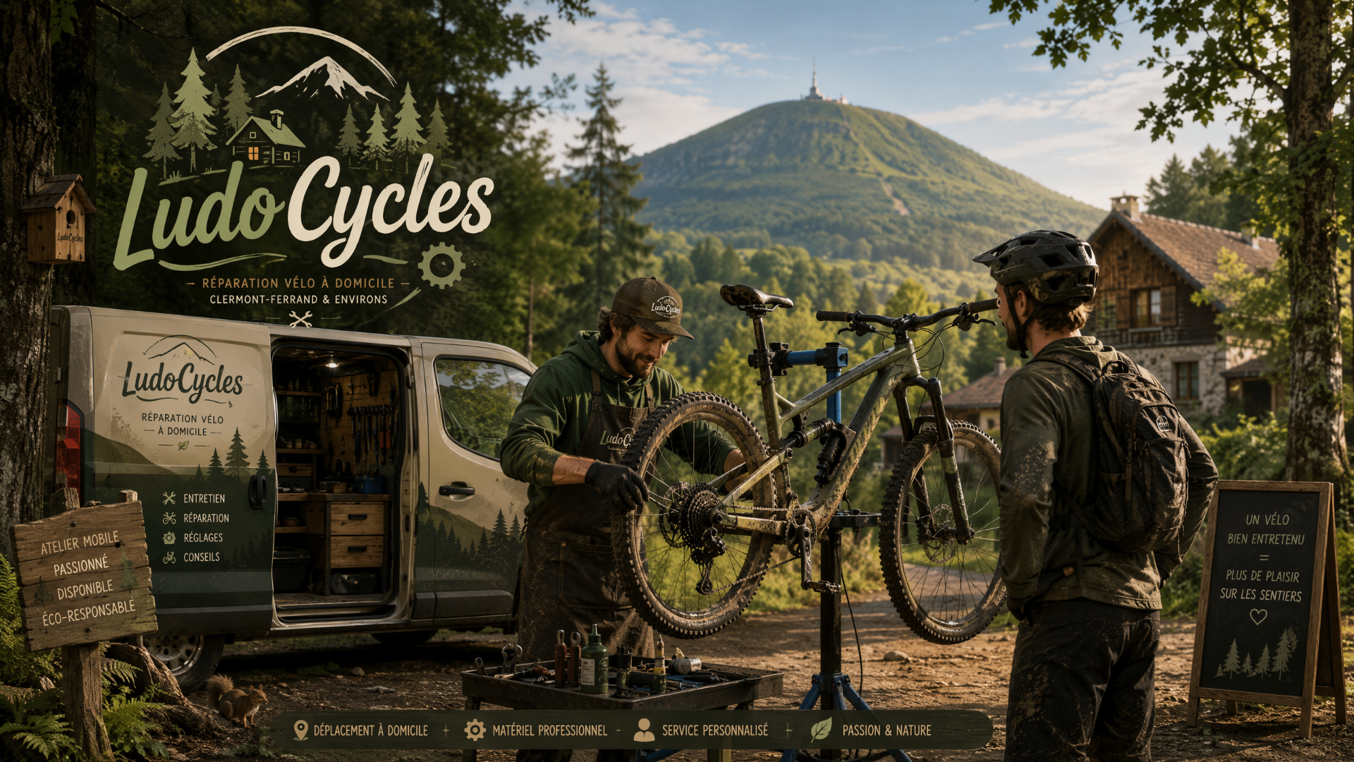 Ludo Cycles — atelier mobile de réparation vélo à domicile, Clermont-Ferrand et environs